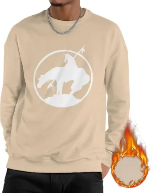 End Trail Native American Indian Warrior Mans Fleece Crewneck Hoodie Hooded