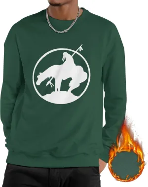 End Trail Native American Indian Warrior Mans Fleece Crewneck Hoodie Hooded
