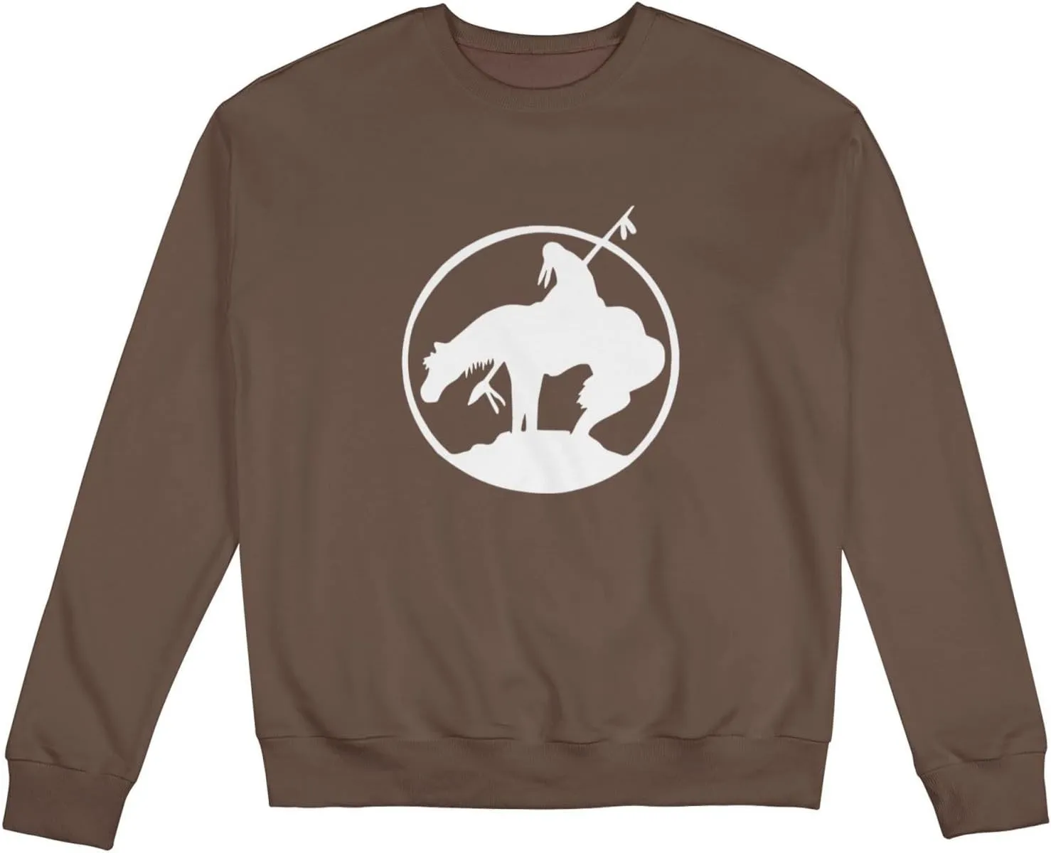 End Trail Native American Indian Warrior Mans Fleece Crewneck Hoodie Hooded