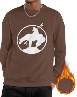 End Trail Native American Indian Warrior Mans Fleece Crewneck Hoodie Hooded