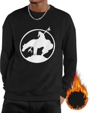 End Trail Native American Indian Warrior Mans Fleece Crewneck Hoodie Hooded