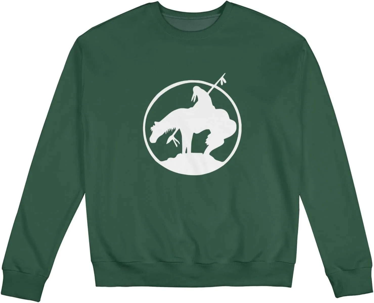 End Trail Native American Indian Warrior Mans Fleece Crewneck Hoodie Hooded