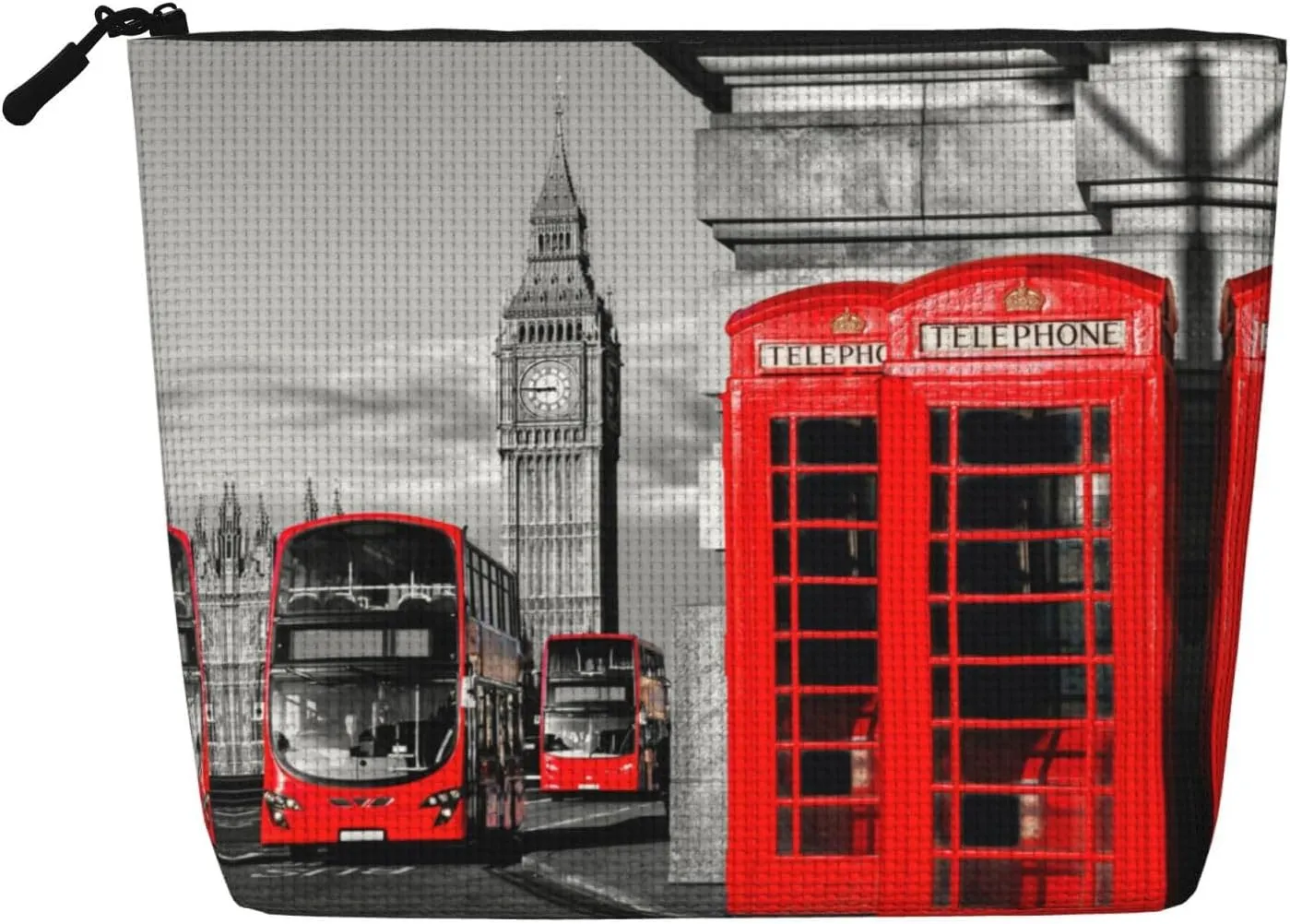 England Uk London Telephone Print Single-Layer Makeup Bag Travel Cosmetic Bag With Zippered Pouches Women Essentials