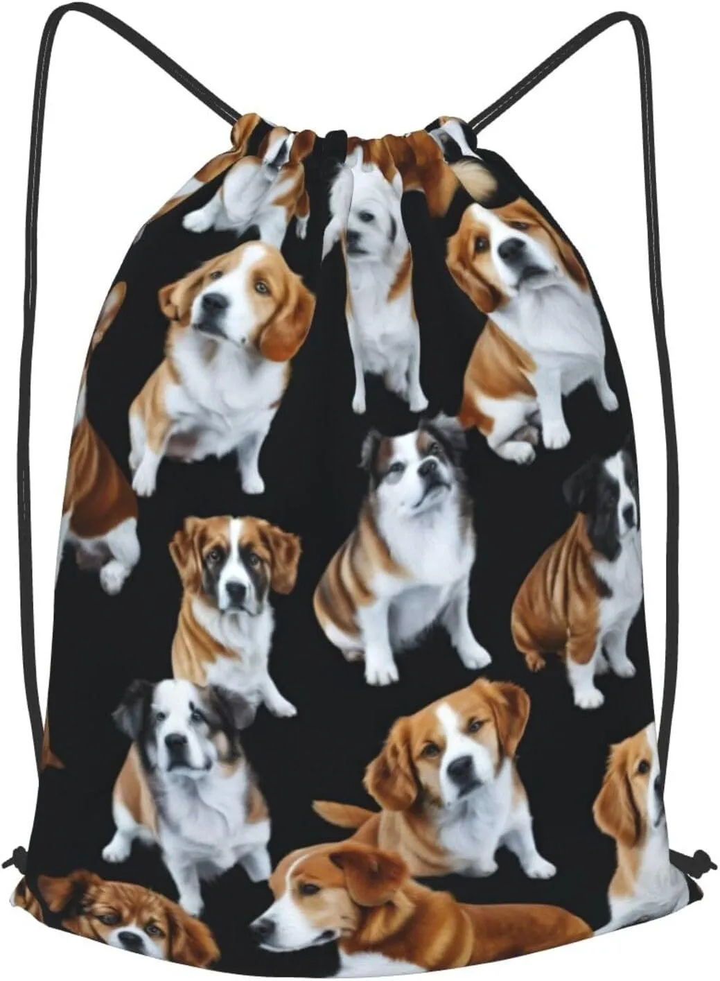 English Bulldogs Drawstring Cinch Backpack Polyester Sack Pack String Bag For Hiking Camping Adventure
