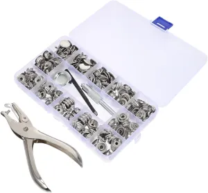 ERINGOGO 60pcs DIY Bag Snap Buttons 15mm Stainless Steel White Buckle Snap Fasteners Kit Clothing Decorative Buttons Suitcase Button Replacement