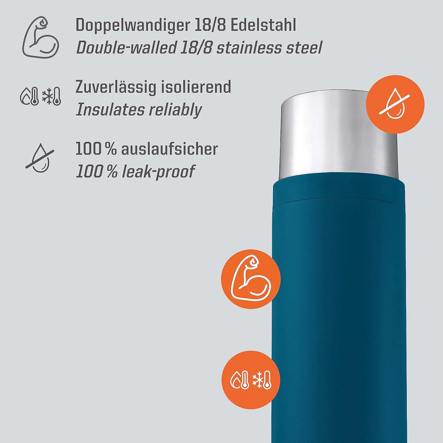 Esbit Sculptor Thermal Flask - Insulated Stainless Steel Bottle for Hot and Cold Drinks - 1000ml in Polar Blue