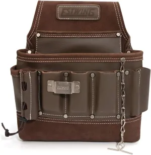 Estwing 8-Pocket Leather Electrician's Tool Pouch for Work and Tool Belts, Flashlight Loop, Tape Chain, Pliers Pockets, 3-inch Tunnel Loop
