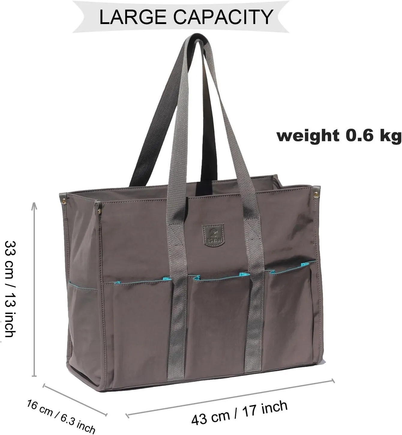 ESVAN Utility Tote Bag with Zip Top Waterproof Teacher Tote Bag for Teacher Work Women Beach