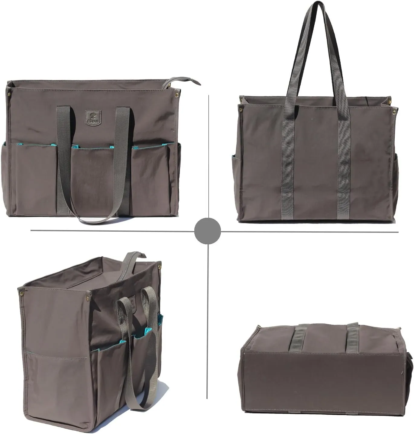 ESVAN Utility Tote Bag with Zip Top Waterproof Teacher Tote Bag for Teacher Work Women Beach