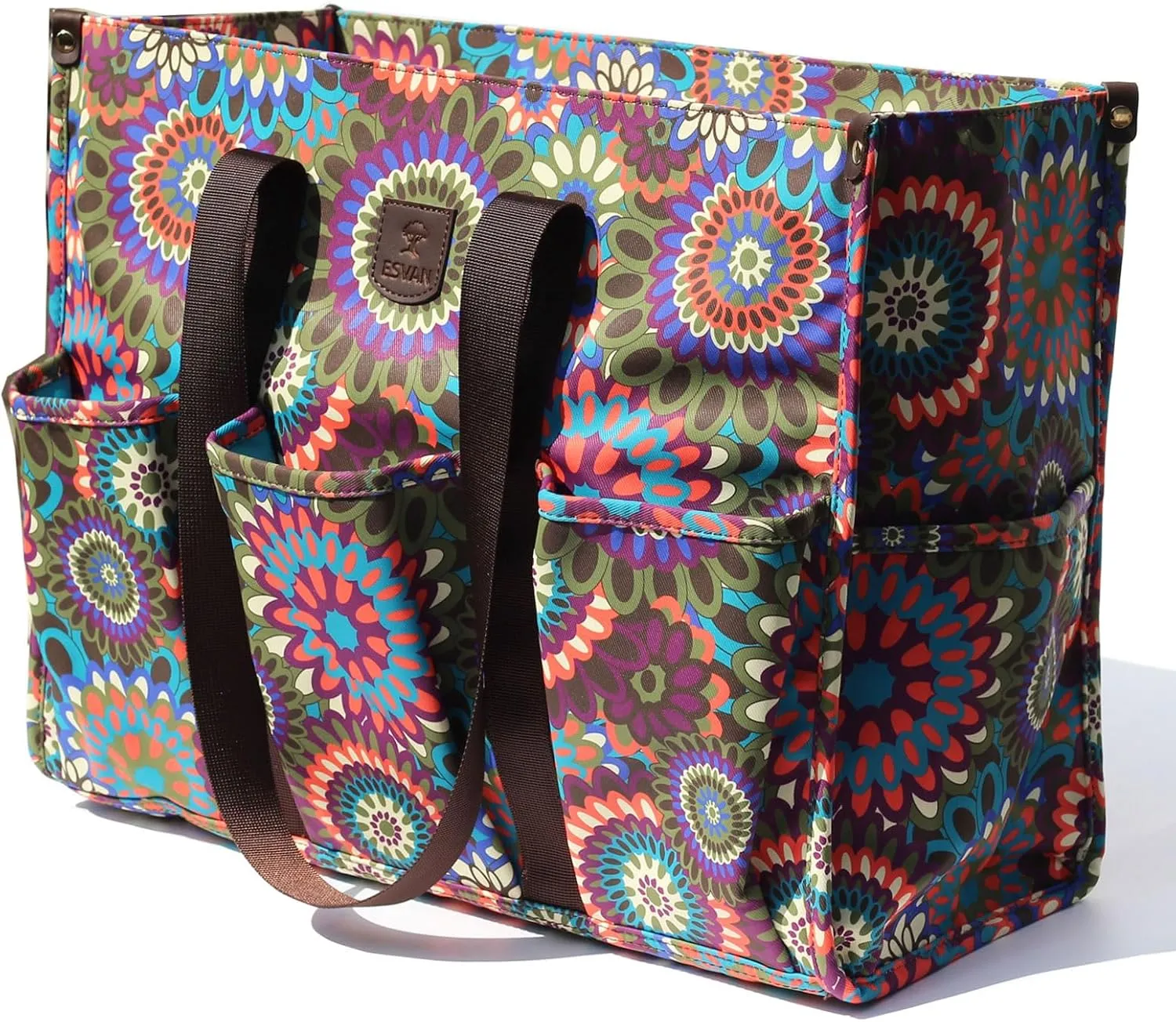 ESVAN Utility Tote Bag with Zip Top Waterproof Teacher Tote Bag for Teacher Work Women Beach