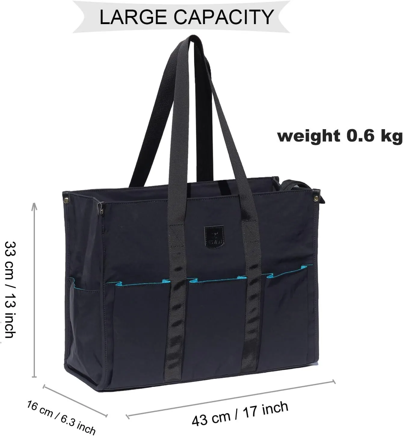 ESVAN Utility Tote Bag with Zip Top Waterproof Teacher Tote Bag for Teacher Work Women Beach