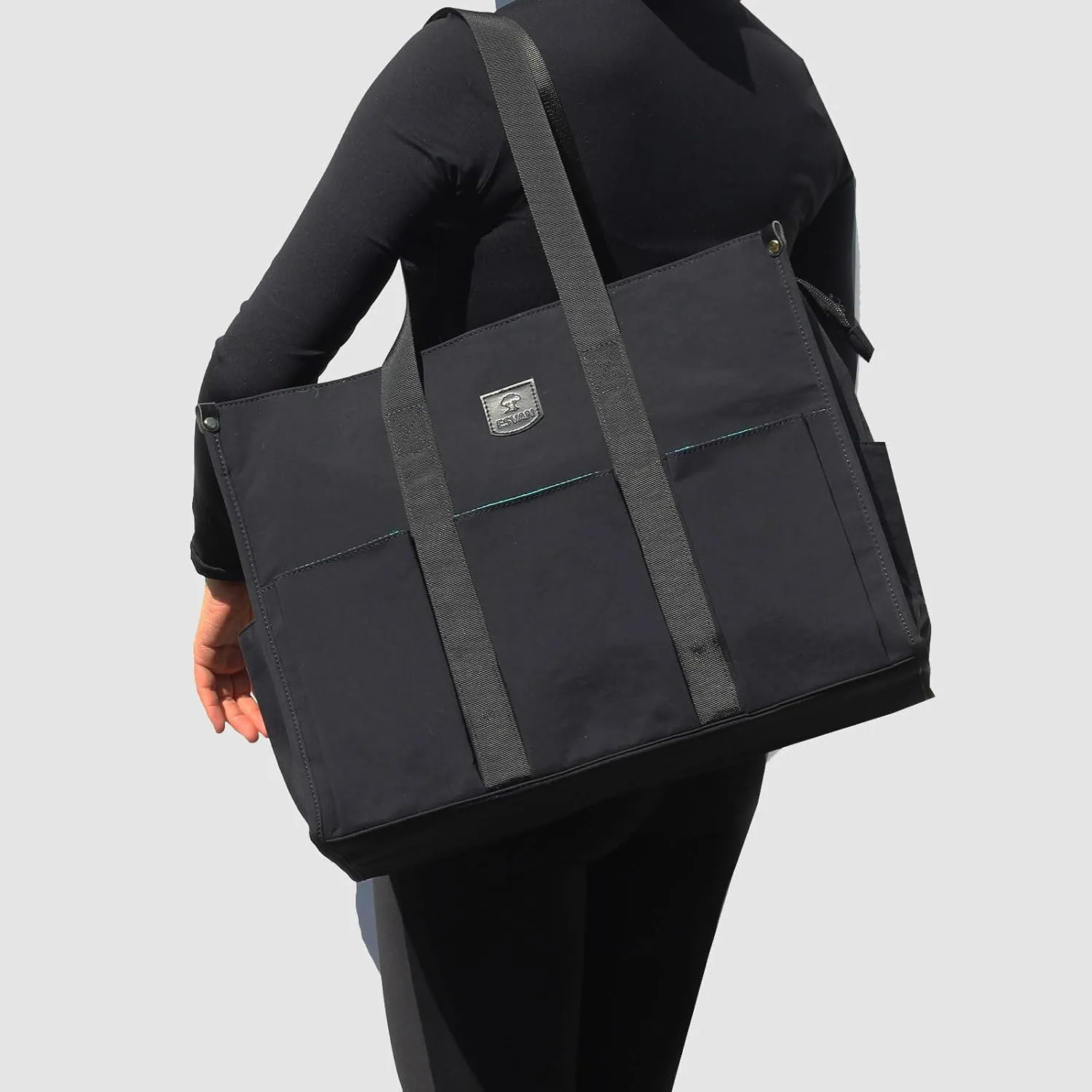 ESVAN Utility Tote Bag with Zip Top Waterproof Teacher Tote Bag for Teacher Work Women Beach