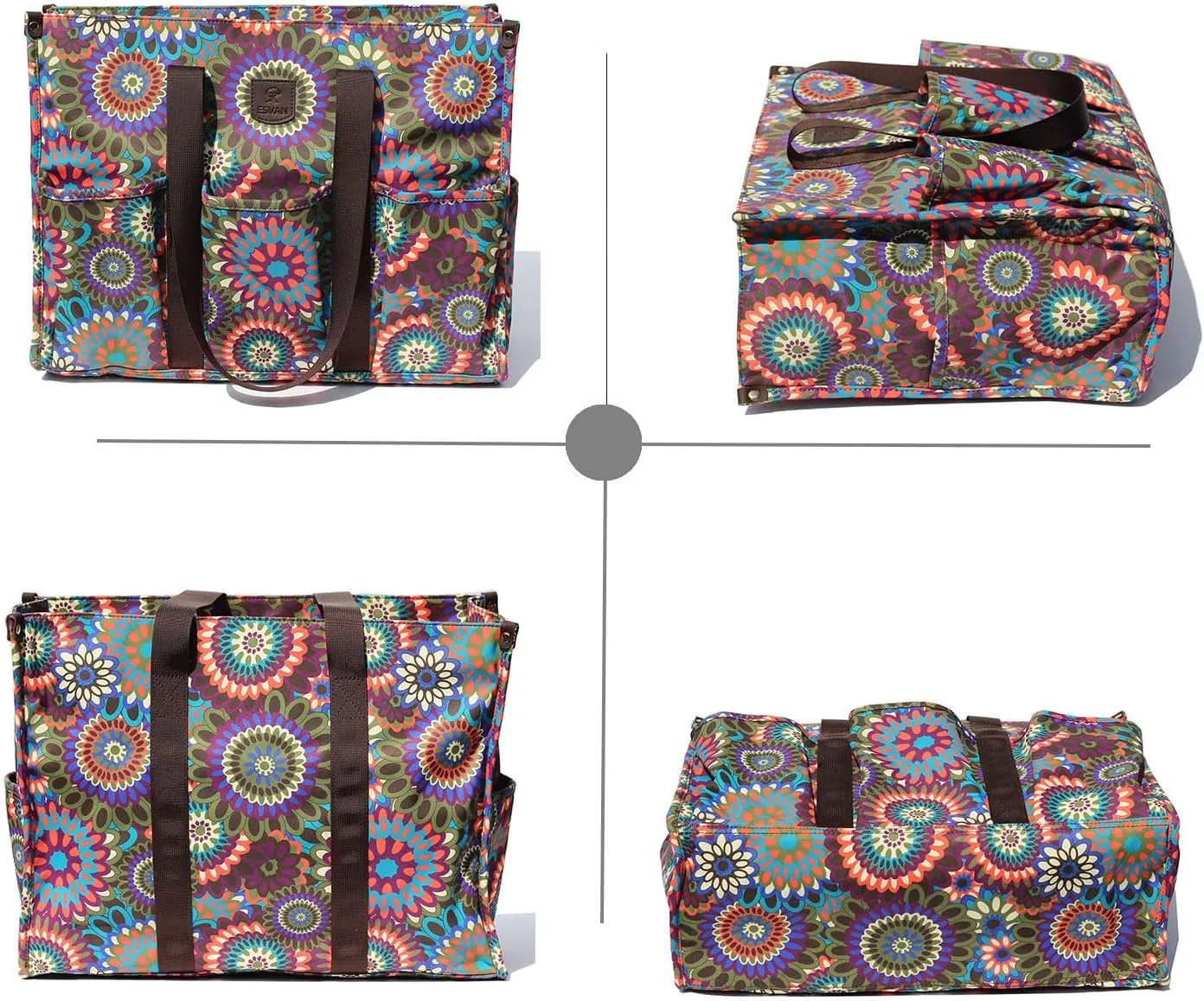 ESVAN Utility Tote Bag with Zip Top Waterproof Teacher Tote Bag for Teacher Work Women Beach