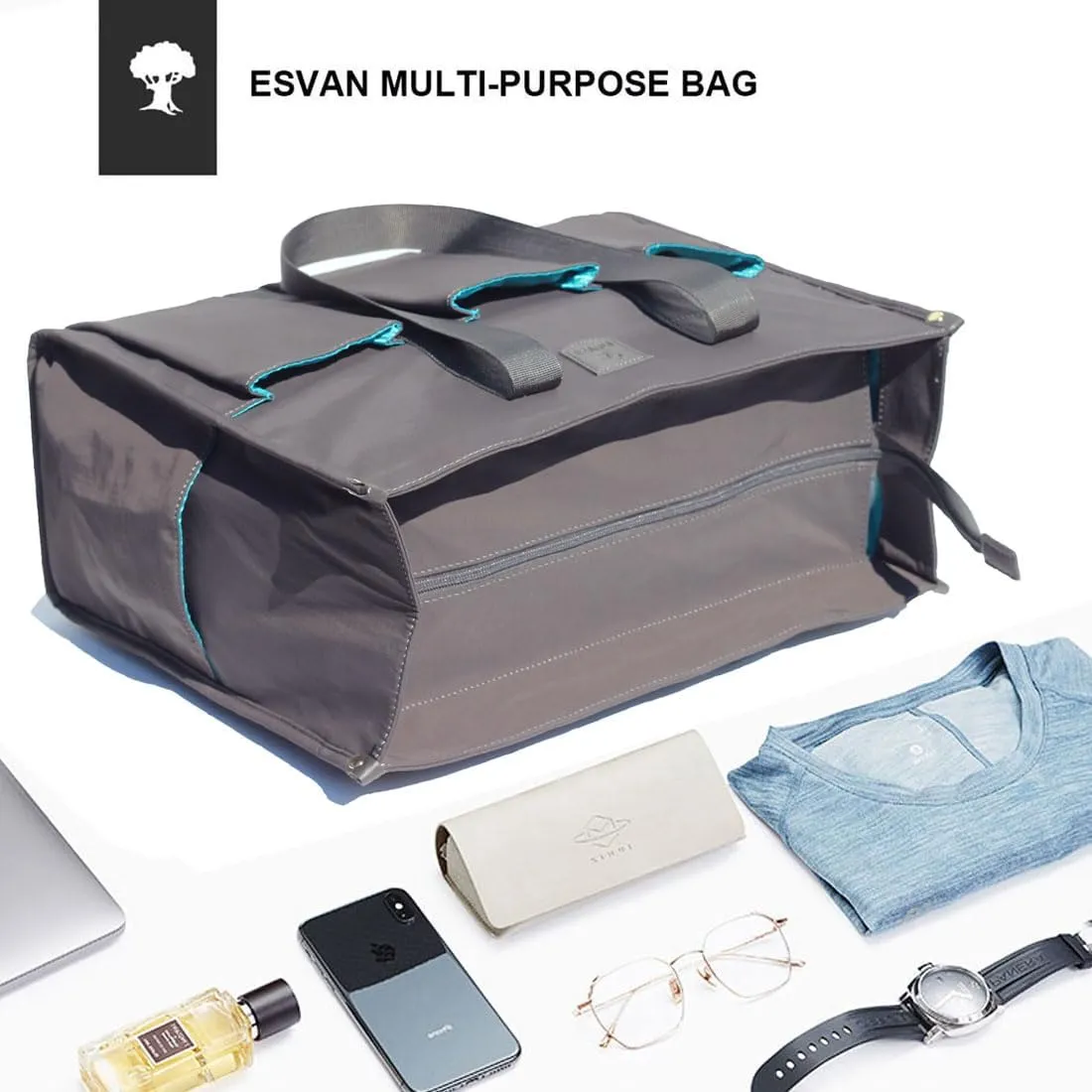 ESVAN Utility Tote Bag with Zip Top Waterproof Teacher Tote Bag for Teacher Work Women Beach