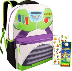 Expinsig Fast Forward Lightyear Backpack Set - Buzz Lightyear Backpack for Boys Bundle with Stickers, More | Toy Story Backpack for Boys 4-6