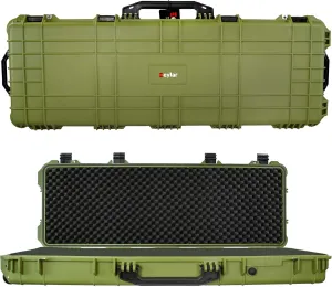 Eylar 53" Inch Protective Roller Rifle Hard Case with Foam, Waterproof & Crushproof, Two Rifles Or Multiple Guns, Pressure Valve with Lockable Fittings Green