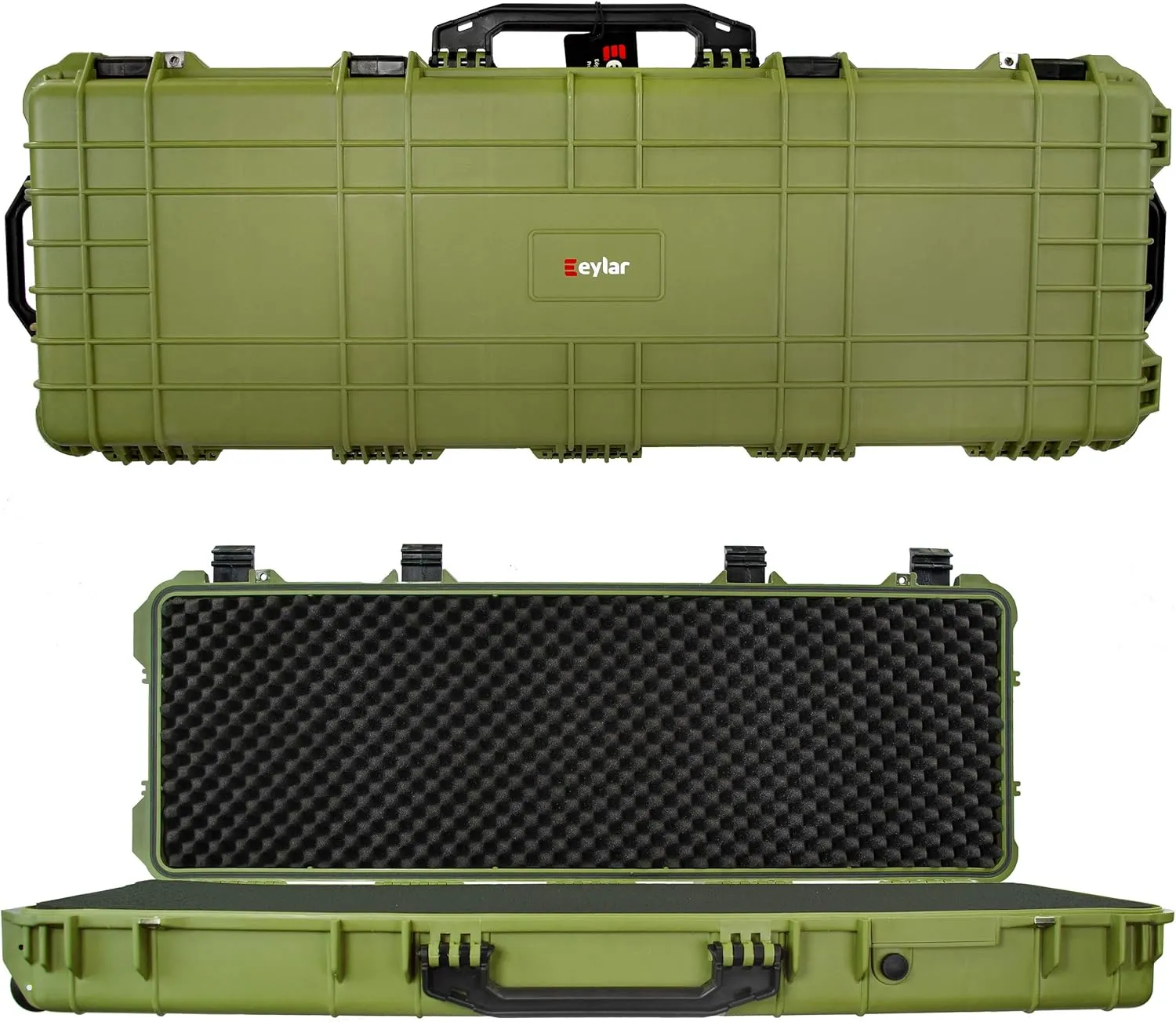 Eylar 53" Inch Protective Roller Rifle Hard Case with Foam, Waterproof & Crushproof, Two Rifles Or Multiple Guns, Pressure Valve with Lockable Fittings Green