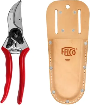 F-2 Classic Manual Hand Pruner WITH Felco F-910 Leather Holster for Pruning Shears