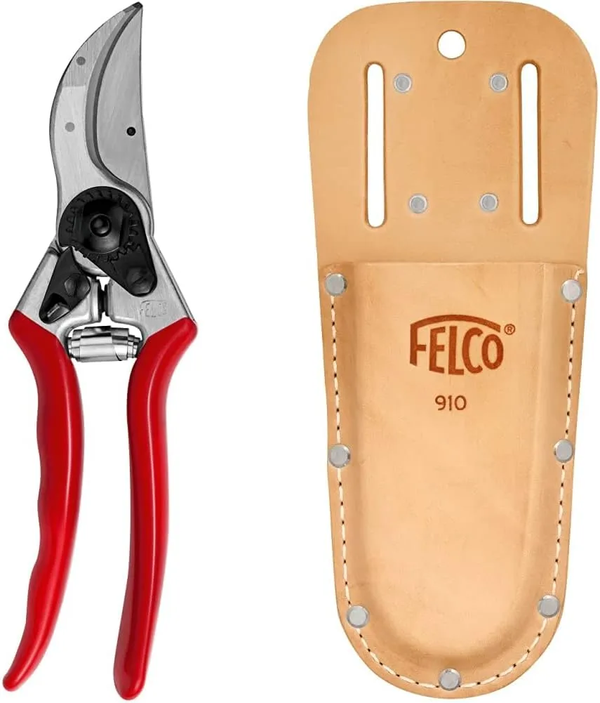 F-2 Classic Manual Hand Pruner WITH Felco F-910 Leather Holster for Pruning Shears