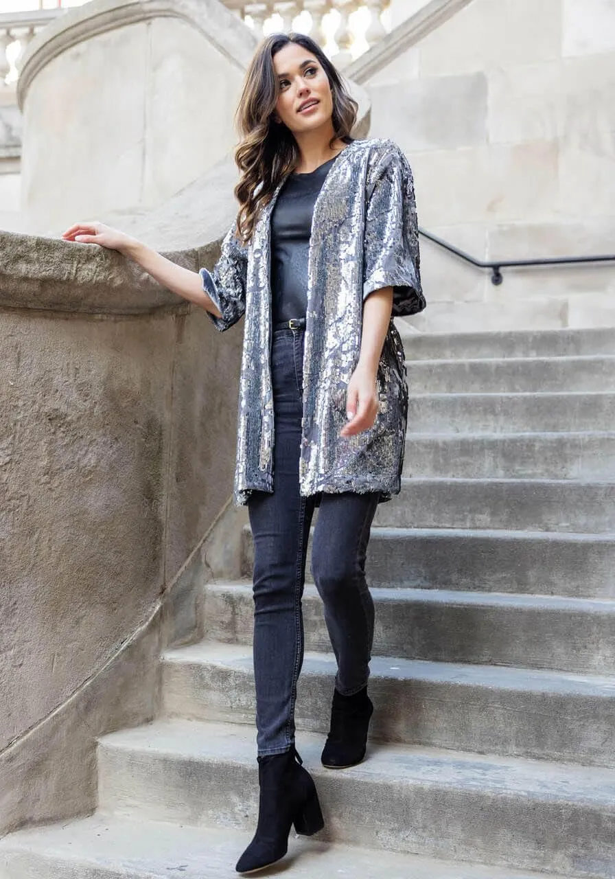 Fabulous-Furs Donna Salyers Sterling Sequin Kimono