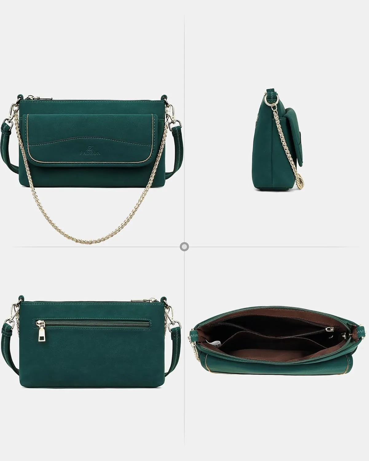 FADEON Wristlet Clutch Purses for Women,Vegan Leather Crossbody Bags Designer Women Wallet Purse with Chain Strap