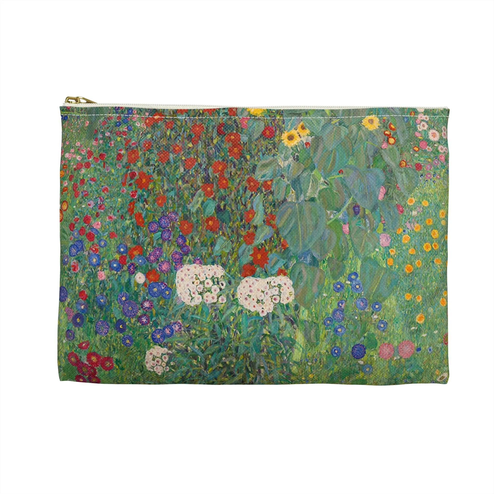 Farm Garden with Sunflowers by Gustav Klimt Accessory Pouch