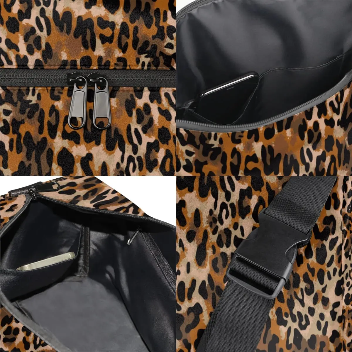 Fashion Leopard Print Small Gym Bag for Men Women Workout Sport Duffle Bag Waterproof Weekender Overnight Bag Lightweight Carry on Tote Bag Crossbody Shoulder Travel Bag for Swim Yoge Dance