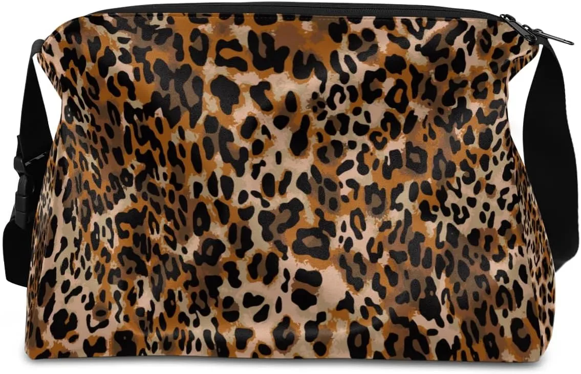 Fashion Leopard Print Small Gym Bag for Men Women Workout Sport Duffle Bag Waterproof Weekender Overnight Bag Lightweight Carry on Tote Bag Crossbody Shoulder Travel Bag for Swim Yoge Dance