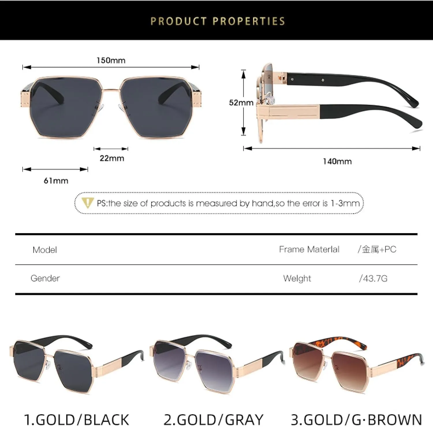 Fashion Metal Sunglasses Women Men Vintage Classic Eyeglasses Travel Driving Shades Uv400