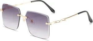 Fashion Rimless Metal Sunglasses Women Men Vintage Trend Eyeglasses Female Travel Street Photography Shades Uv400