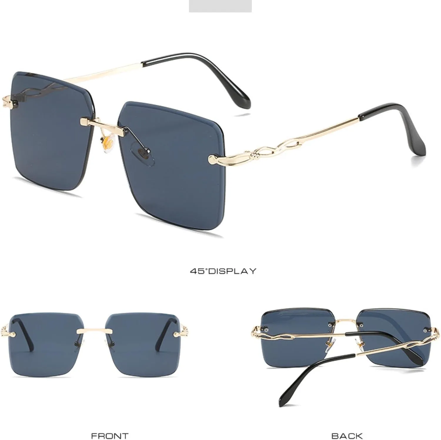 Fashion Rimless Metal Sunglasses Women Men Vintage Trend Eyeglasses Female Travel Street Photography Shades Uv400