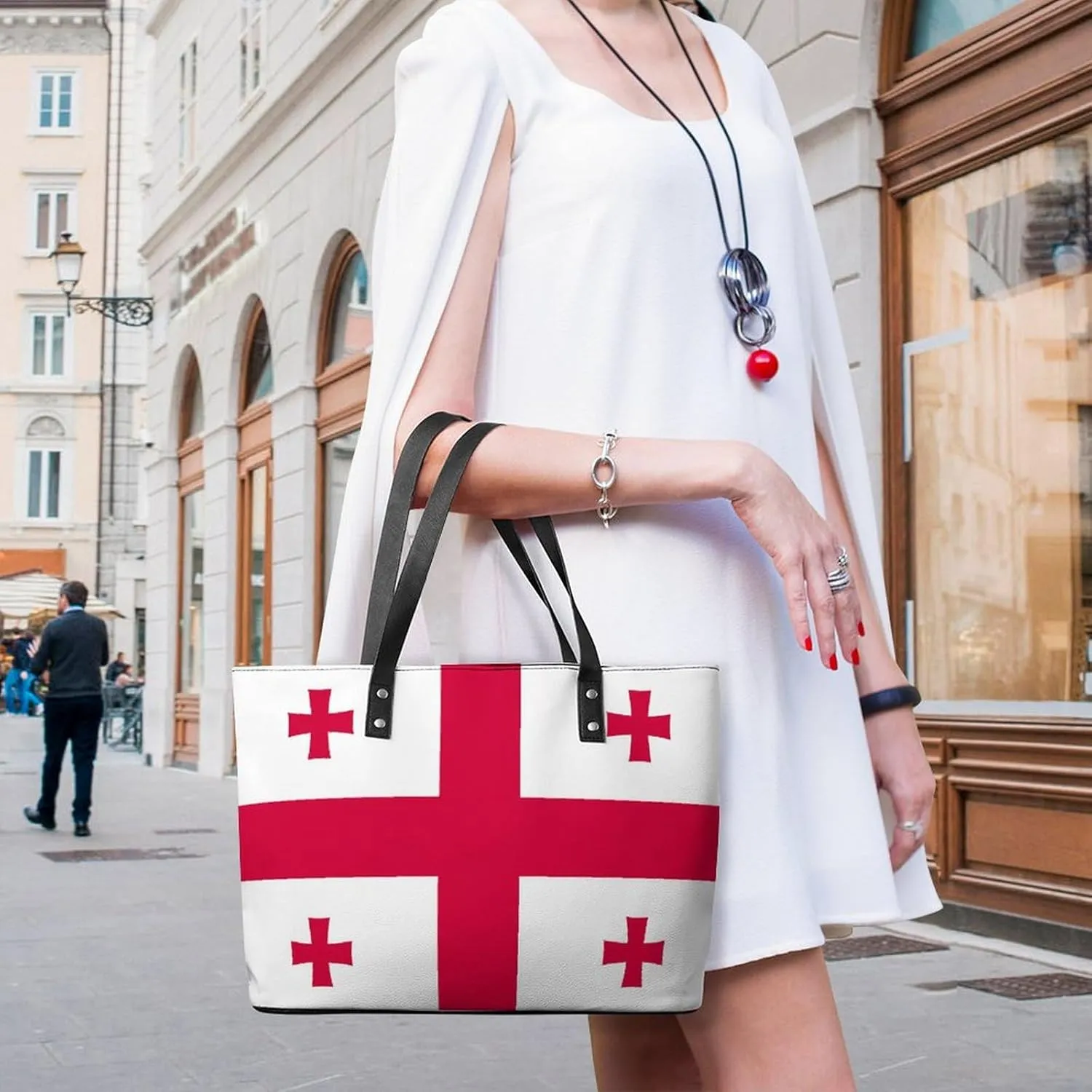 Fashionable Malta Flag Tote Handbag Women Versatile Leather Bag for Travel and Work