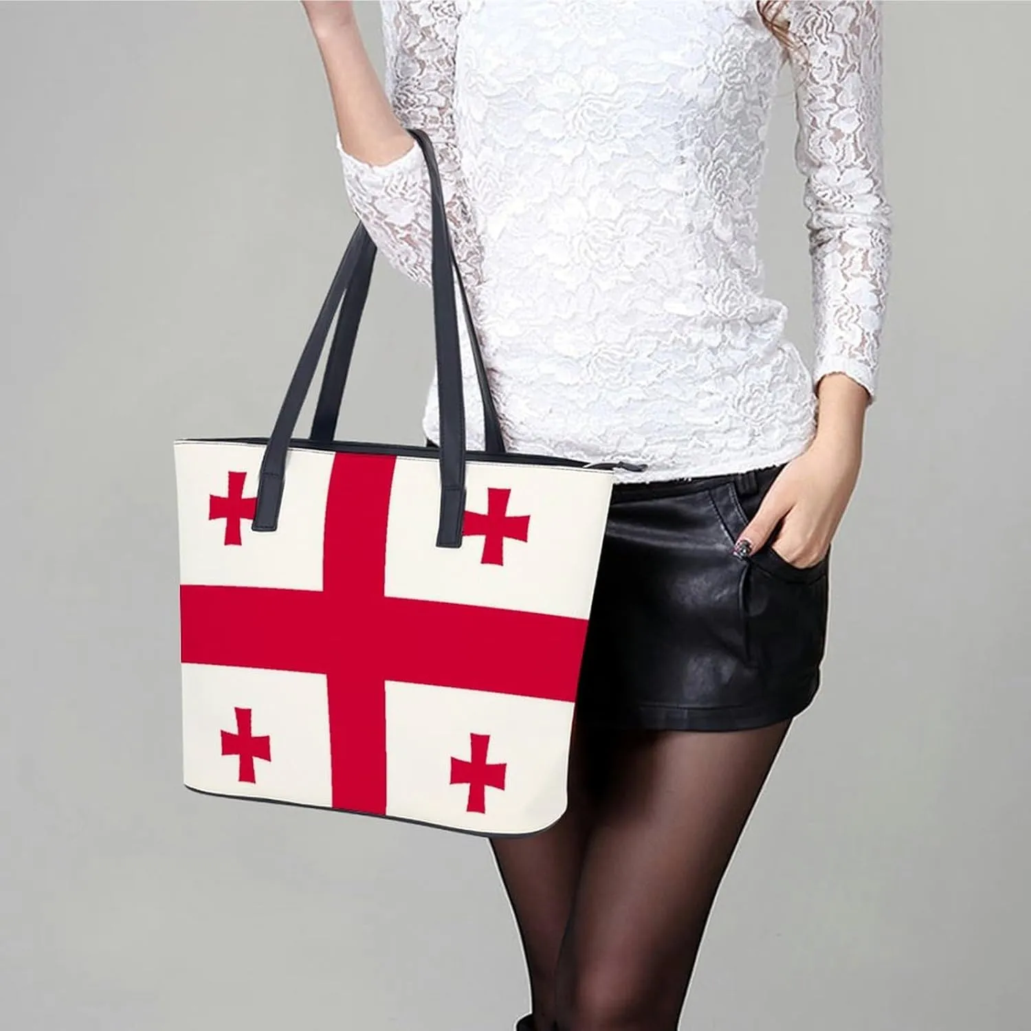 Fashionable Malta Flag Tote Handbag Women Versatile Leather Bag for Travel and Work