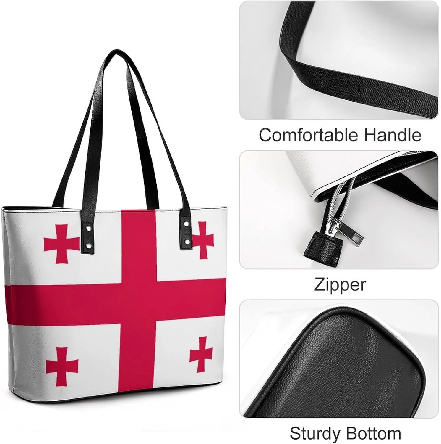 Fashionable Malta Flag Tote Handbag Women Versatile Leather Bag for Travel and Work