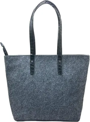 Felt Bag With Handles & Zipper Closure, Minimalist Handbag, Felt Tote, Gray Shoulder Bag, for Women & Men Bible Study Case, Christian Gift