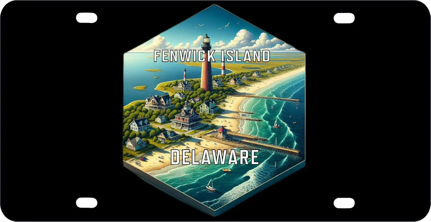 Fenwick Island Delaware Travel Destination Souvenir Hexagon Design Metal Plaque - Wall Decoration