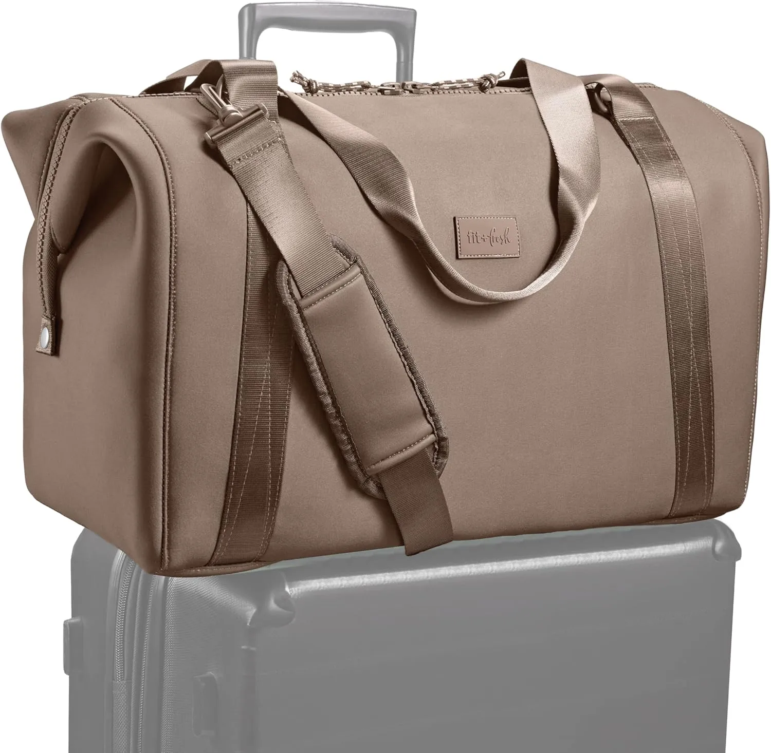 Fit & Fresh Premium Neoprene Weekender Bag With Trolley Sleeve - Large Overnight, Carry-on, Duffel, Gym, and Hospital Bag for Labor & Delivery