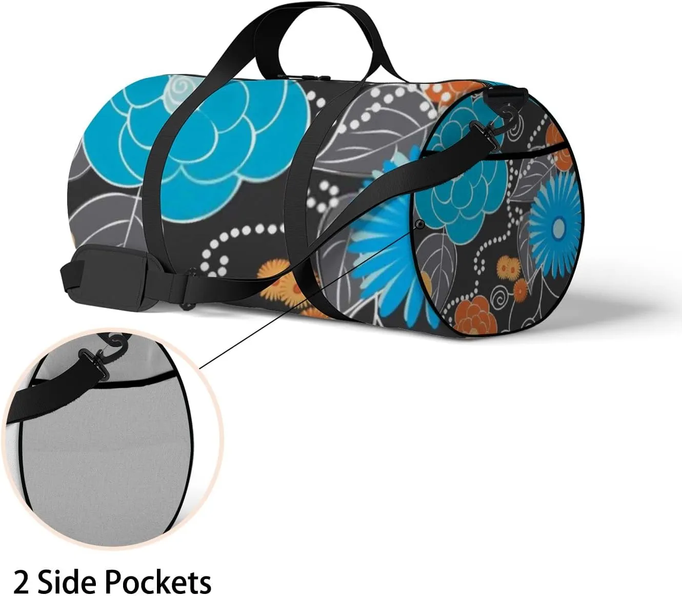 Floral Seamless Pattern Sports Bag Tote Bag Waterproof Gym Bag with Shoulder Strap Zipper 2 Side Pockets for Men and Women, Travel and Storage Shoulder Bag.