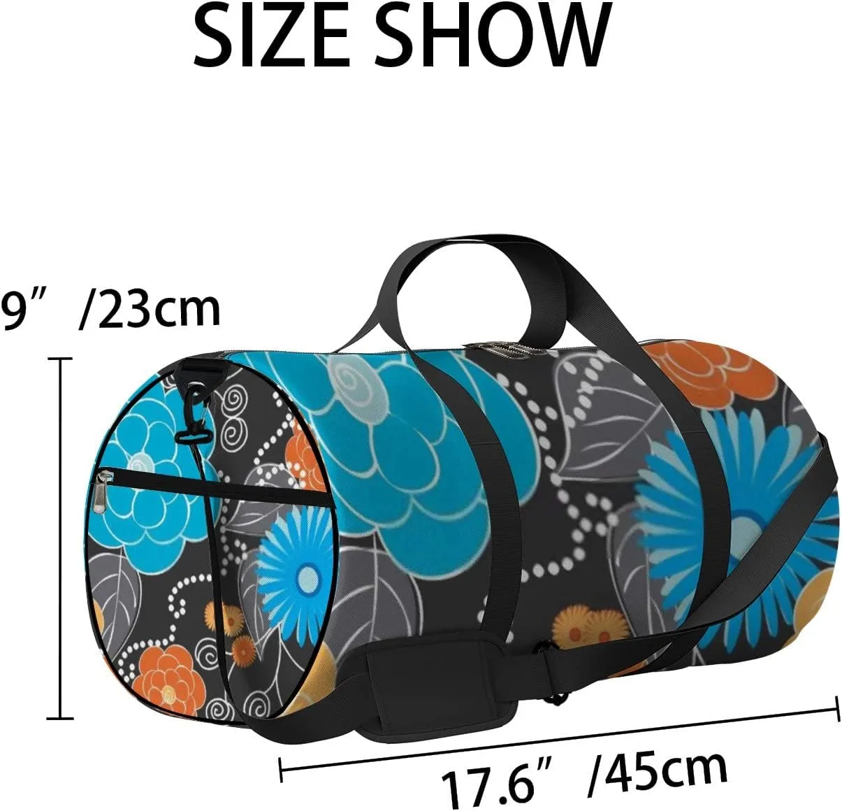Floral Seamless Pattern Sports Bag Tote Bag Waterproof Gym Bag with Shoulder Strap Zipper 2 Side Pockets for Men and Women, Travel and Storage Shoulder Bag.
