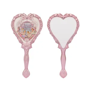 Flower Knows Midsummer Fairytales Hand Mirror,Portable Vintage Handheld Mirror,Durable Metal Mirror,Cute & Aesthetic Princess Mirror,with Long Handle for Easy Holding,Gift for Girls(White Vanilla)