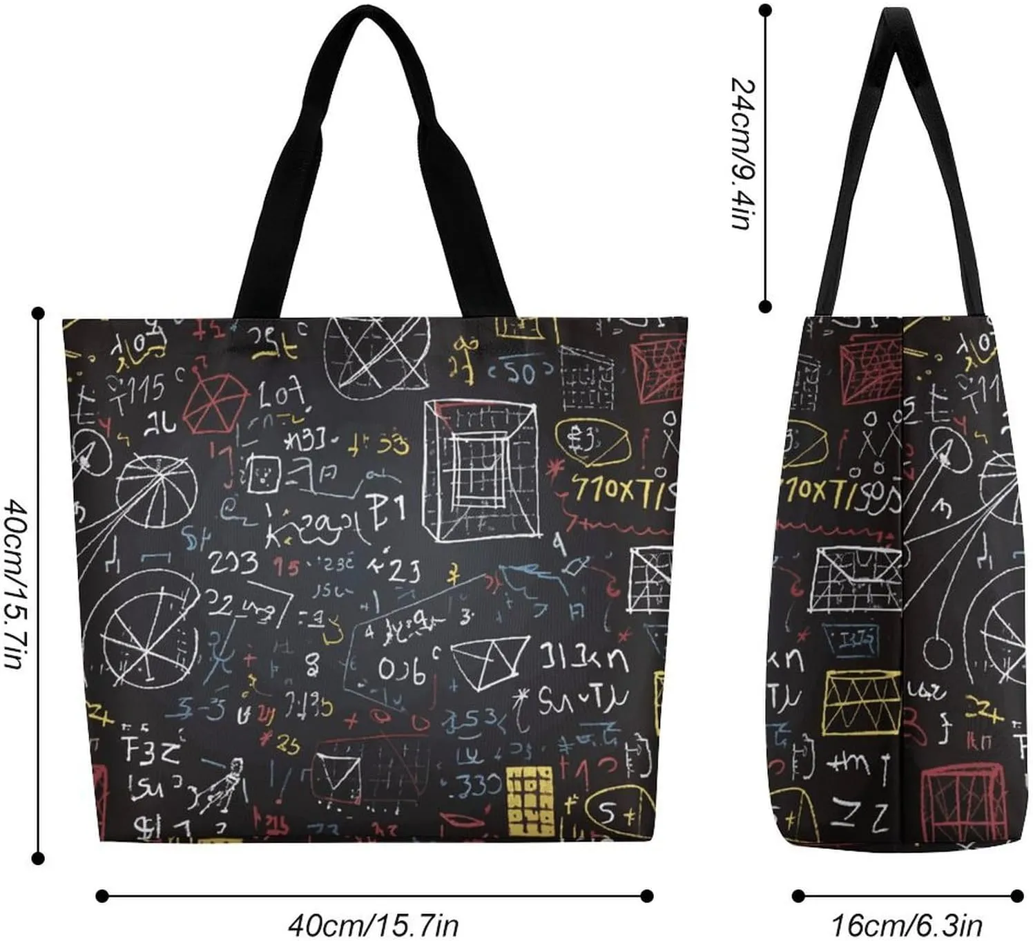 Foldable Grocery Bag Reusable Shopping Bag Mathematics And Physics Tote Bag Casual Handbags for Work Shopping