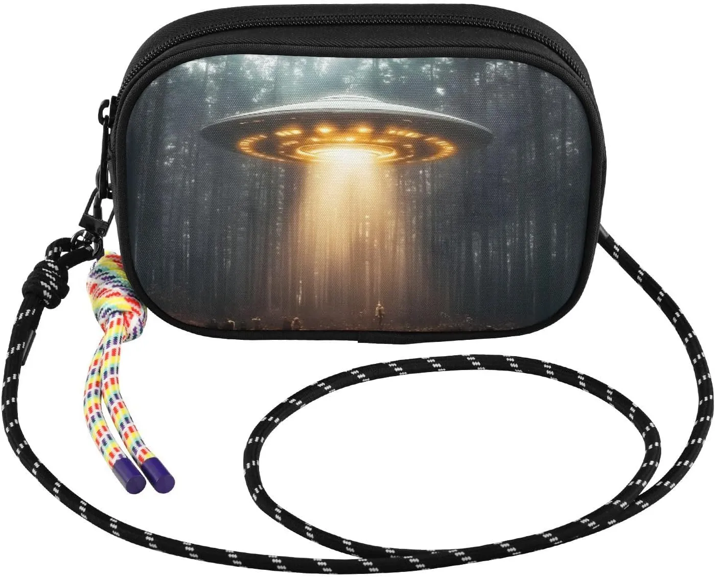 Forest Alien Spaceship Small Crossbody Bags for Women Cell Phone Purses Shoulder Bag Handbag with Adjustable Strap