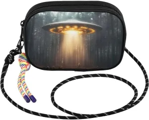 Forest Alien Spaceship Small Crossbody Bags for Women Cell Phone Purses Shoulder Bag Handbag with Adjustable Strap