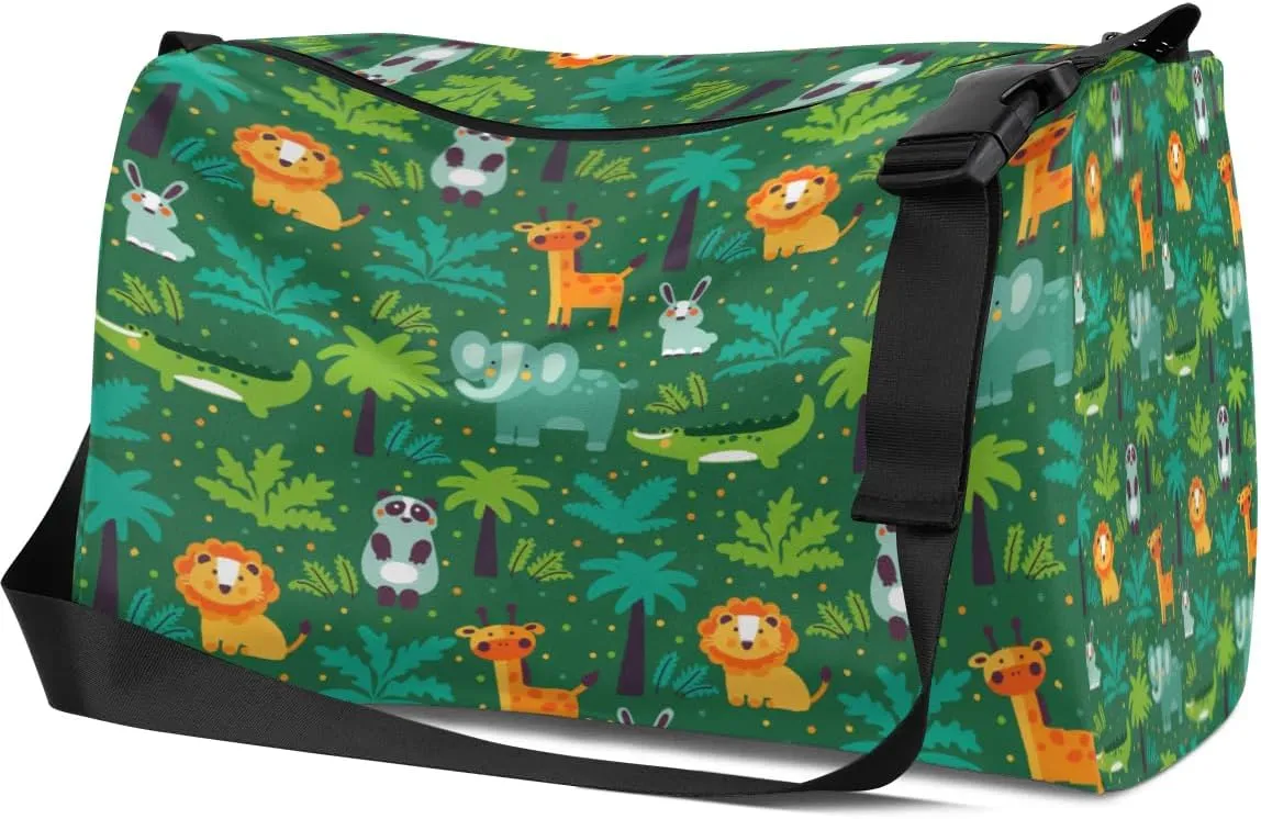 Forest Animals Rabbit Panda Small Gym Bag for Men Women Workout Sport Duffle Bag Waterproof Weekender Overnight Bag Lightweight Carry on Tote Bag Crossbody Shoulder Travel Bag for Swim Yoge Dance