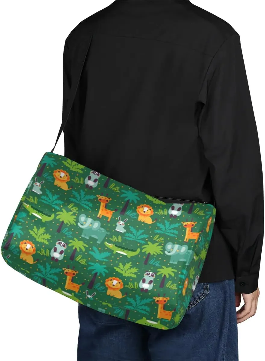 Forest Animals Rabbit Panda Small Gym Bag for Men Women Workout Sport Duffle Bag Waterproof Weekender Overnight Bag Lightweight Carry on Tote Bag Crossbody Shoulder Travel Bag for Swim Yoge Dance