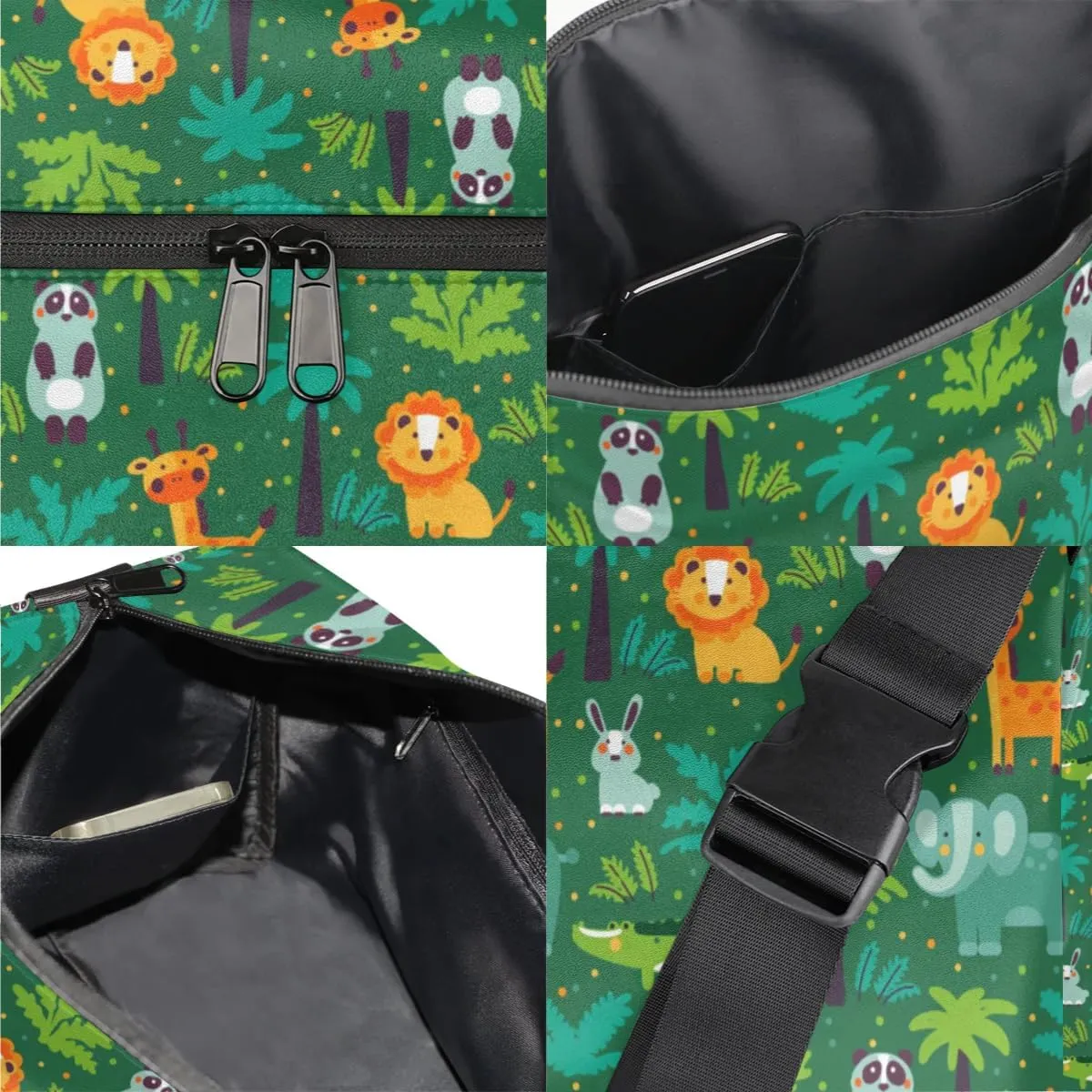 Forest Animals Rabbit Panda Small Gym Bag for Men Women Workout Sport Duffle Bag Waterproof Weekender Overnight Bag Lightweight Carry on Tote Bag Crossbody Shoulder Travel Bag for Swim Yoge Dance