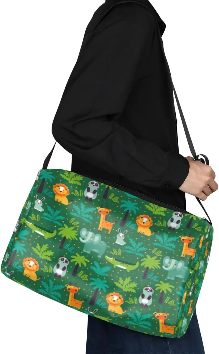 Forest Animals Rabbit Panda Small Gym Bag for Men Women Workout Sport Duffle Bag Waterproof Weekender Overnight Bag Lightweight Carry on Tote Bag Crossbody Shoulder Travel Bag for Swim Yoge Dance