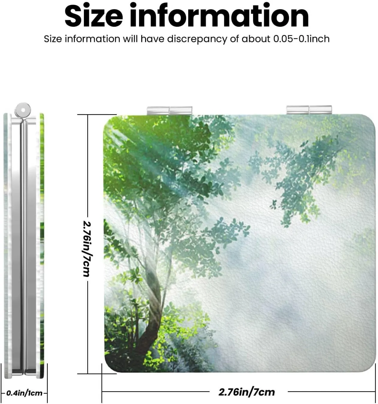 Forest Mysterious Sunshine Foggy Small Makeup Mirror Portable Travel Cosmetic Mirror Folding Small Pocket Mirror