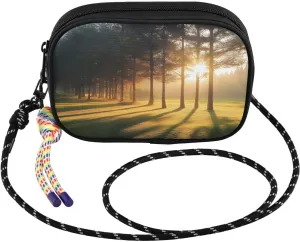 Forest Sunrise Tree Crossbody Bags for Women Cell Phone Purses Women's Shoulder Handbag Wallet Purse with Rope Pendant