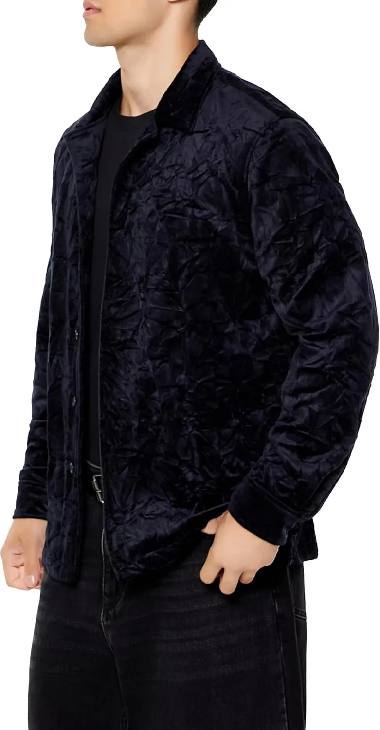 Forever 21 Men's Crushed Velvet Button-Front Shirt